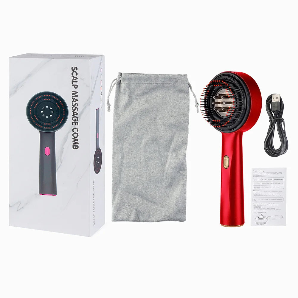 Vibration Scalp Comb with Red Light Therapy & Oil Applicator — Hair Growth & Anti‑Hair‑Loss Treatment