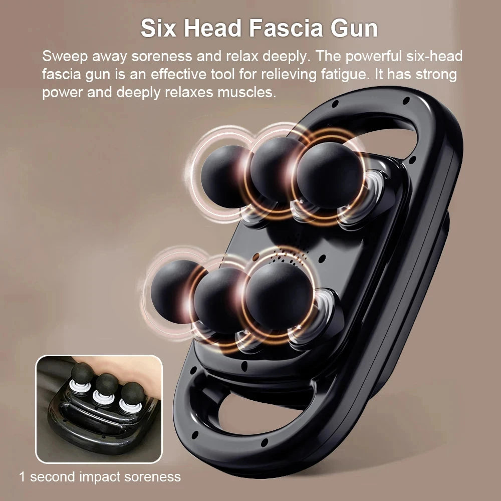 6-Head Deep Tissue Massage Gun – Handheld Muscle Massager for Back, Neck & Full Body Relief