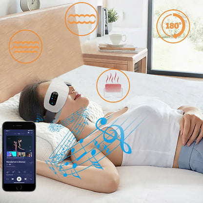 Smart Electric Eye Massager – Foldable Bluetooth Hot‑Compress & Air‑Pressure Eye Mask (USB Rechargeable)