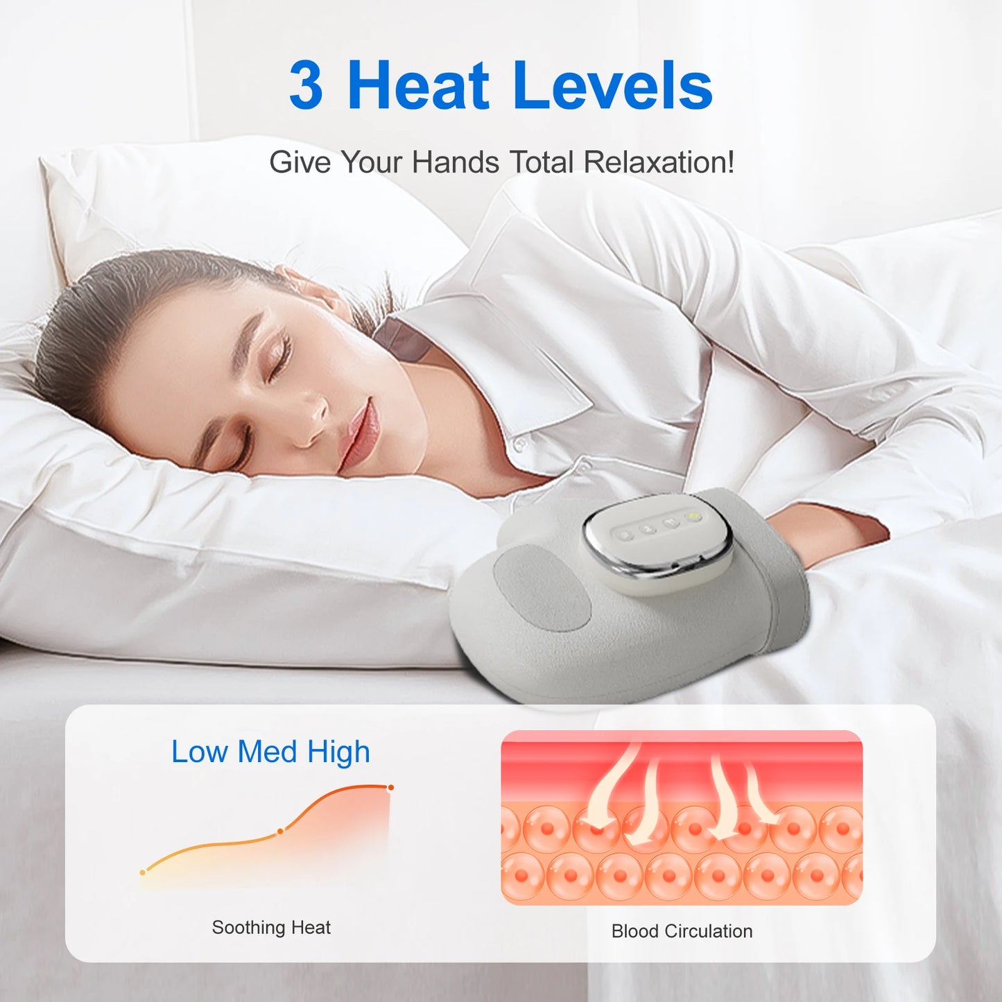 Hand Massager with Heat & Compression — 3 Modes, 4 Heat Levels & 5 Compression Settings for Arthritis & Carpal Tunnel Relief