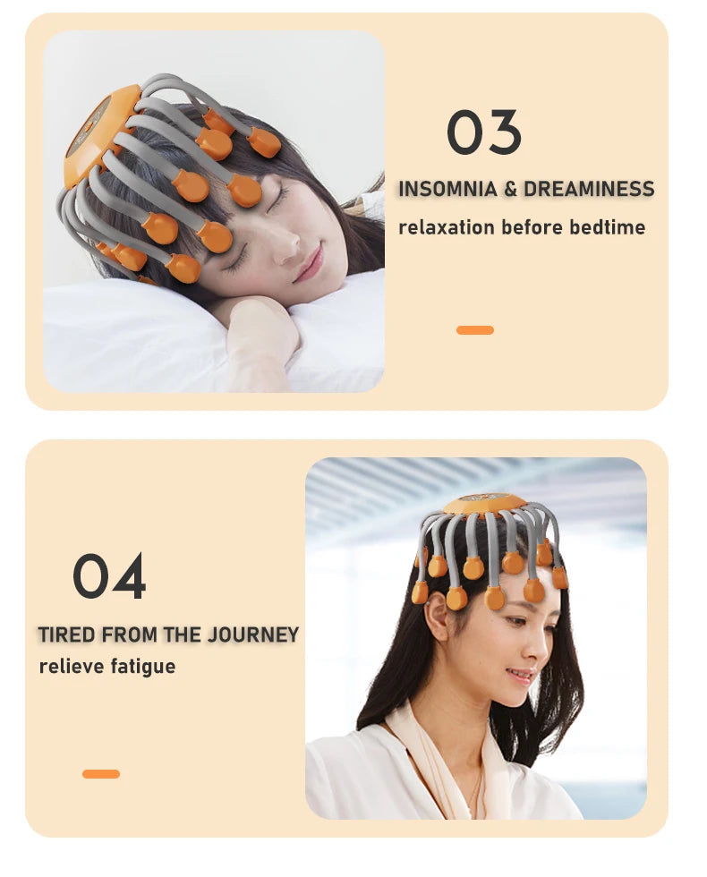 20‑Head Scalp Massager with Red Light Therapy — Octopus Scratcher for Relaxation, Stress & Migraine Relief
