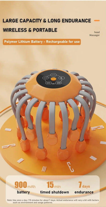 20‑Head Scalp Massager with Red Light Therapy — Octopus Scratcher for Relaxation, Stress & Migraine Relief