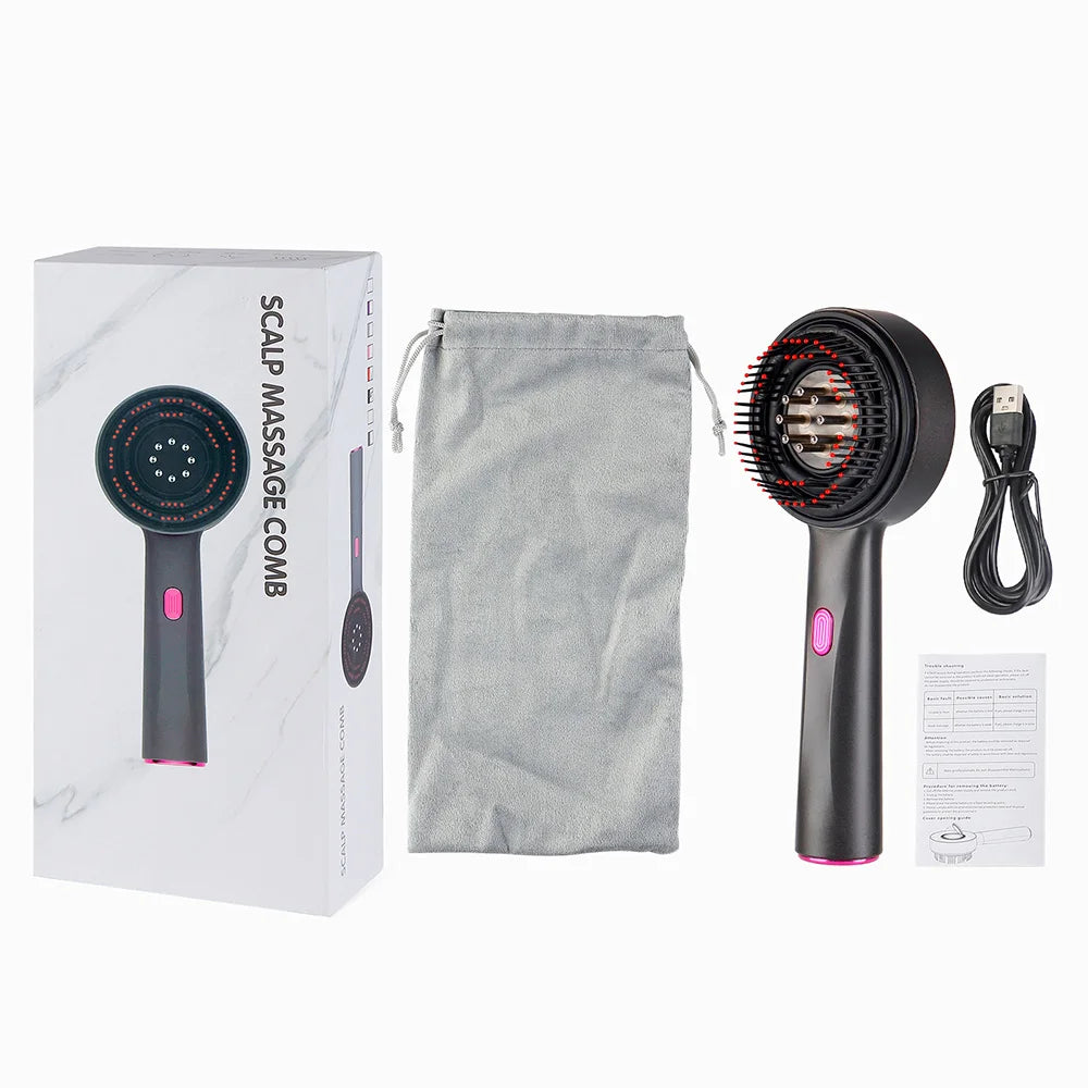 Vibration Scalp Comb with Red Light Therapy & Oil Applicator — Hair Growth & Anti‑Hair‑Loss Treatment
