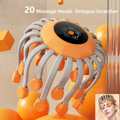 20‑Head Scalp Massager with Red Light Therapy — Octopus Scratcher for Relaxation, Stress & Migraine Relief