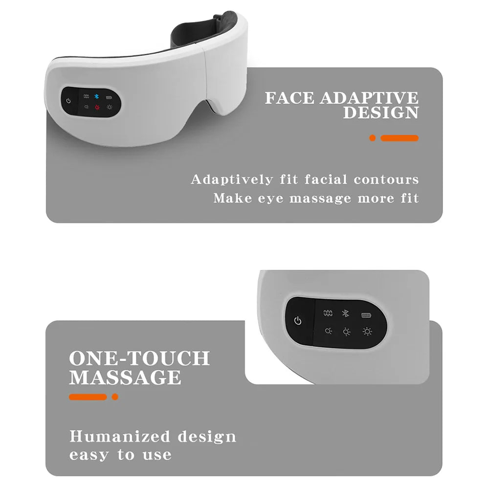 Smart Electric Eye Massager – Foldable Bluetooth Hot‑Compress & Air‑Pressure Eye Mask (USB Rechargeable)
