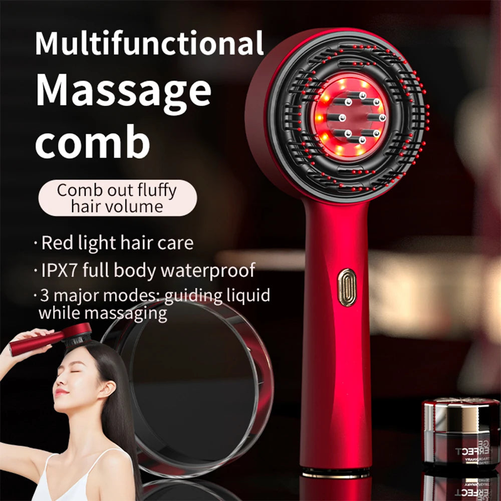 Vibration Scalp Comb with Red Light Therapy & Oil Applicator — Hair Growth & Anti‑Hair‑Loss Treatment
