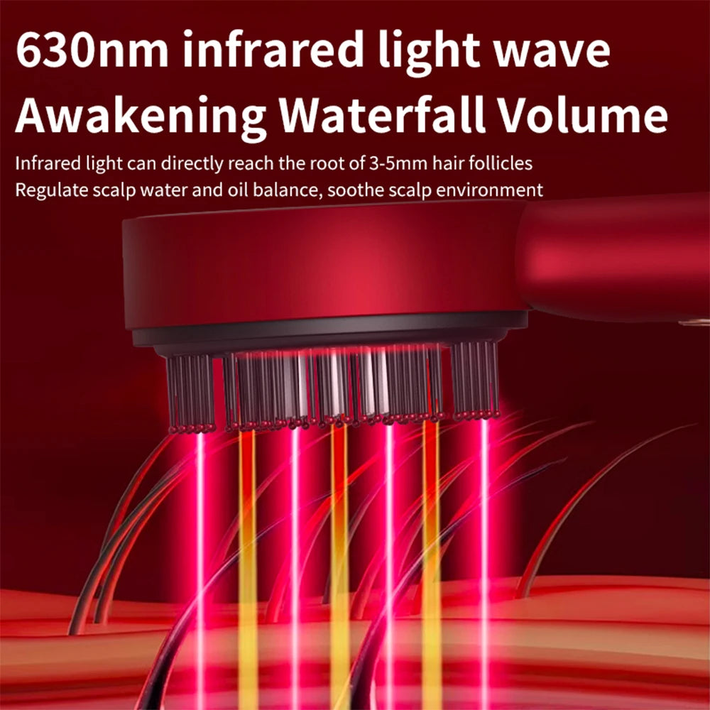 Vibration Scalp Comb with Red Light Therapy & Oil Applicator — Hair Growth & Anti‑Hair‑Loss Treatment